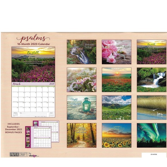 2023 Wall Calendar Bible Psalms Verses 16 Month Wall Calendar Gift 12 X 22 In - Picture 5 of 9